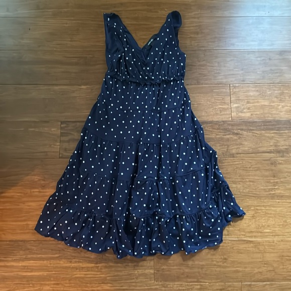 Style & Co Polka Dot Trapeze Swing Midi Dress Sleeveless Black/White Women’s PS - Picture 2 of 5